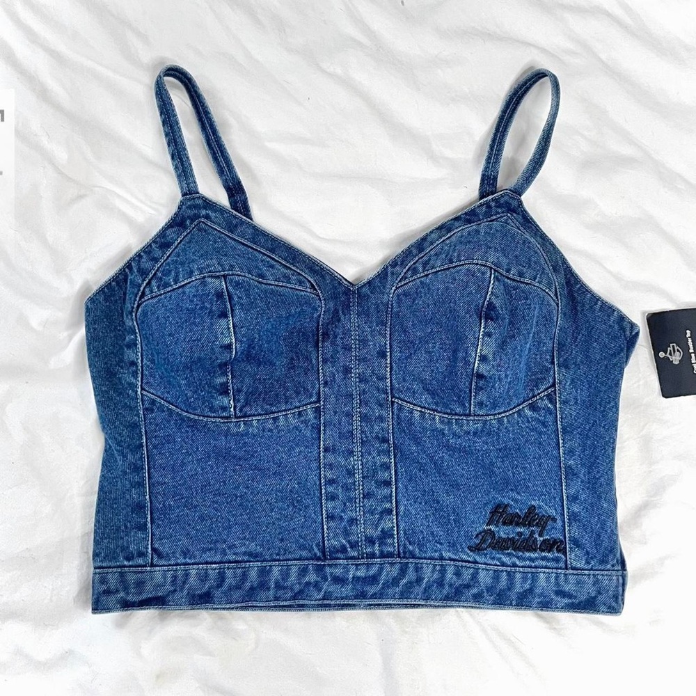 Harley-Davidson Blue Sleeveless Crop top Bustier